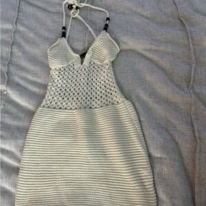 Women’s Cream Crochet Swim Coverup Halter Dress